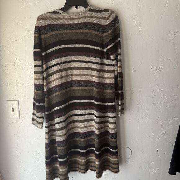 Hannah Cardigan Sweater Y2k Small Striped Open Front Long Knit Layering Earth - Picture 8 of 8